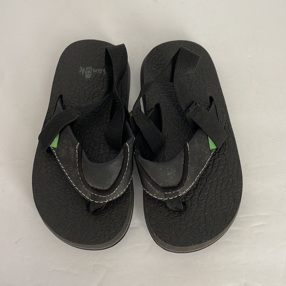 Sanuk Boys Thong Sandals Black 9-10 - Picture 2 of 6